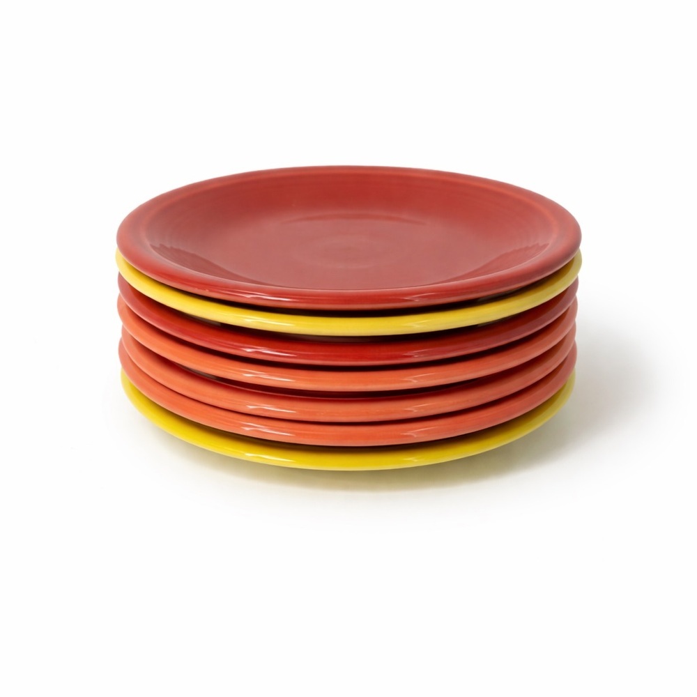 Fiesta Ware 7" LOT OF 6 Salad Bread Plate Red Orange Green